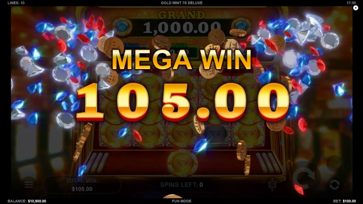 Tampilan visual slot Gold Mint 7s Deluxe dengan tema emas dan permata